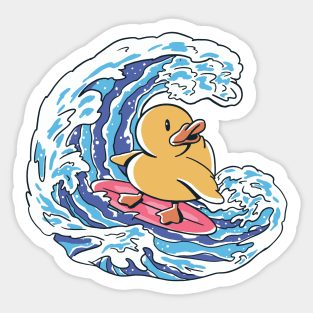 Funny Rubber Ducky Surfing on the Great Wave Off Kanagawa // Cute Rubber Duck Sticker